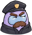 The Officer, squinting at a file.